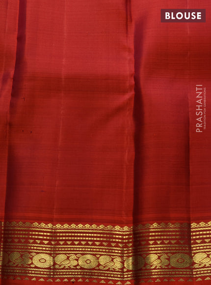 Pure kanchipuram silk saree wine shade and orange with annam & rudhraksha zari woven buttas and rich zari woven border