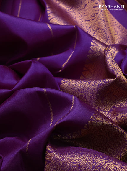 Pure kanchipuram silk saree purple and light green with zari woven buttas and thread & zari woven border