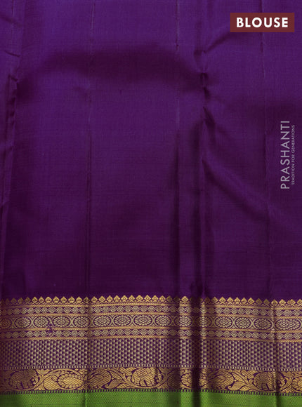Pure kanchipuram silk saree purple and light green with zari woven buttas and thread & zari woven border