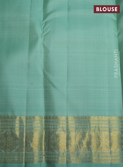 Pure kanchipuram silk saree pastel green with zari woven buttas and zari woven border