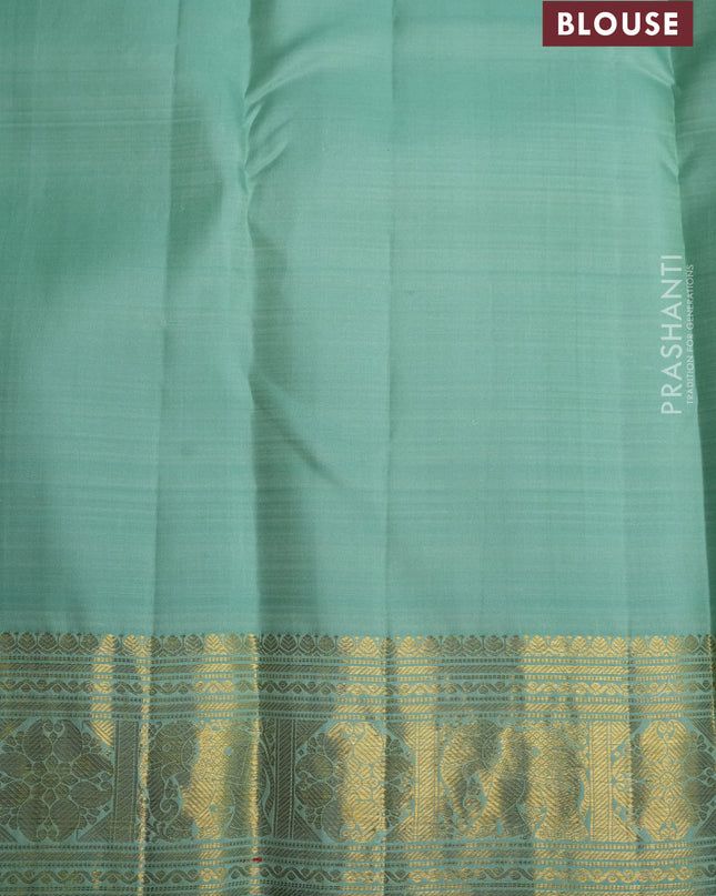 Pure kanchipuram silk saree pastel green with zari woven buttas and zari woven border