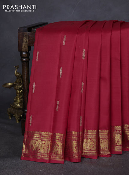 Pure kanchipuram silk saree red with zari woven buttas and zari woven border
