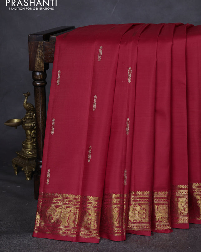 Pure kanchipuram silk saree red with zari woven buttas and zari woven border