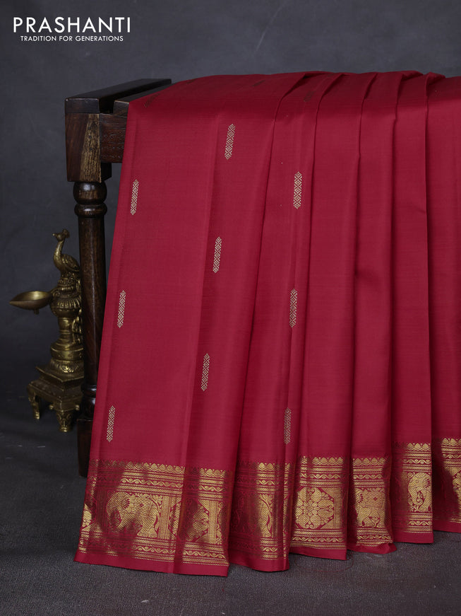 Pure kanchipuram silk saree red with zari woven buttas and zari woven border
