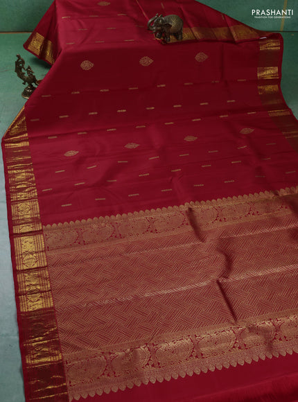 Pure kanchipuram silk saree red with zari woven buttas and zari woven border