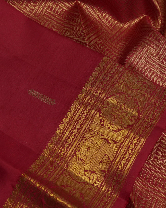 Pure kanchipuram silk saree red with zari woven buttas and zari woven border