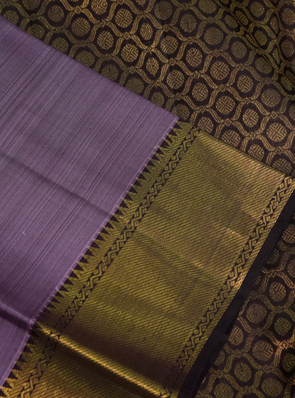 Pure kanchipuram silk saree lavender and coffee brown with zari woven buttas and zari woven border