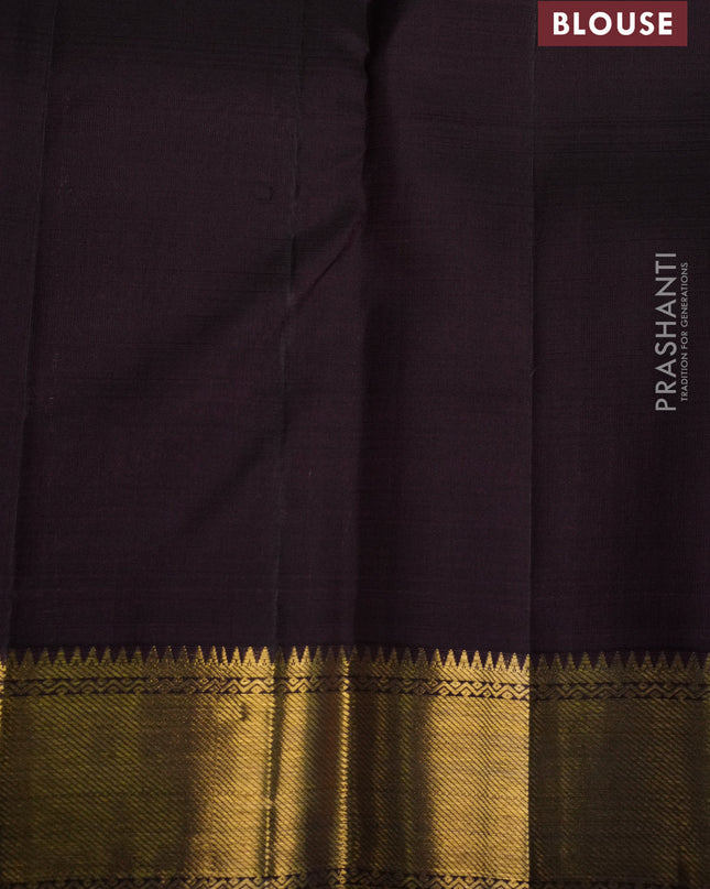 Pure kanchipuram silk saree lavender and coffee brown with zari woven buttas and zari woven border