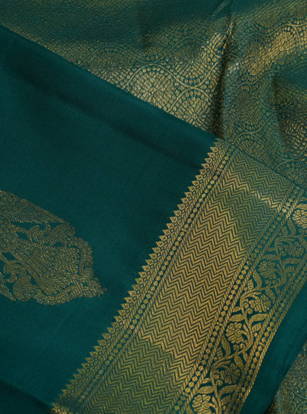 Pure kanchipuram silk saree teal green with zari woven buttas and zari woven border