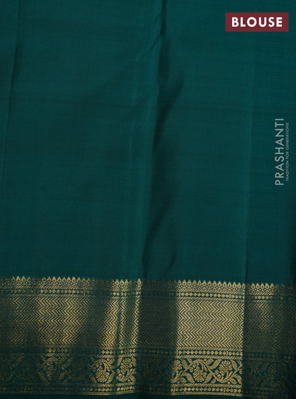 Pure kanchipuram silk saree teal green with zari woven buttas and zari woven border