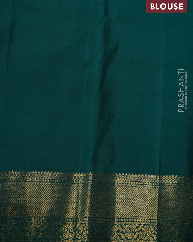 Pure kanchipuram silk saree teal green with zari woven buttas and zari woven border