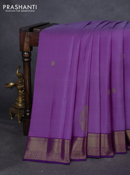 Pure kanchipuram silk saree lavender and purple with zari woven buttas and zari woven border