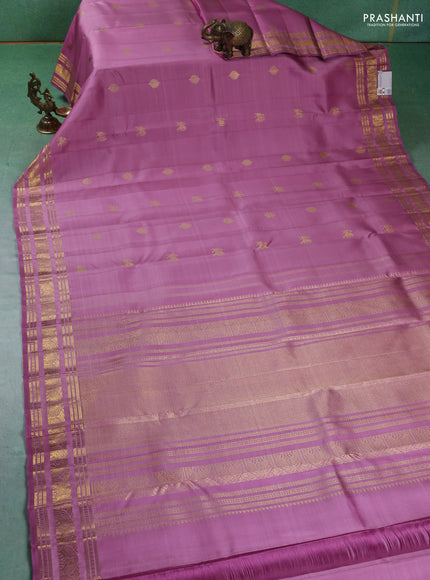 Pure kanchipuram silk saree mauve pink with zari woven buttas and zari woven border