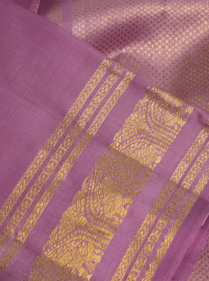 Pure kanchipuram silk saree mauve pink with zari woven buttas and zari woven border