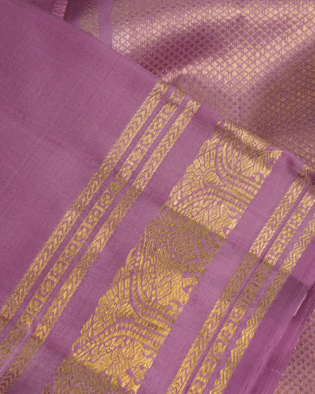 Pure kanchipuram silk saree mauve pink with zari woven buttas and zari woven border