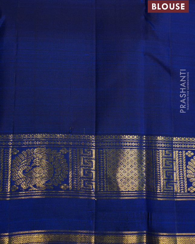 Pure kanchipuram silk saree teal blue with zari woven buttas and zari woven border
