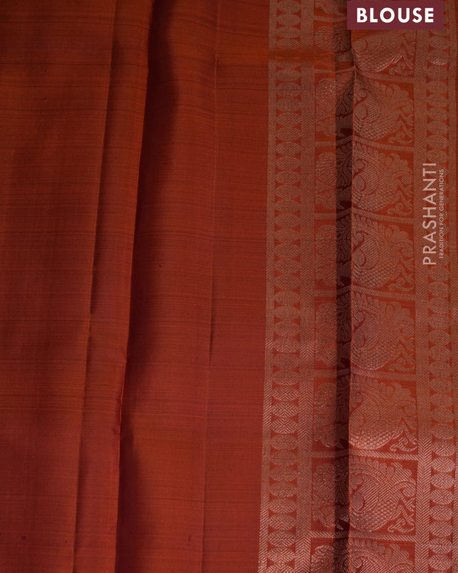 Pure kanchipuram silk saree deep maroon with allover zari weaves & buttas and rettapet zari woven border