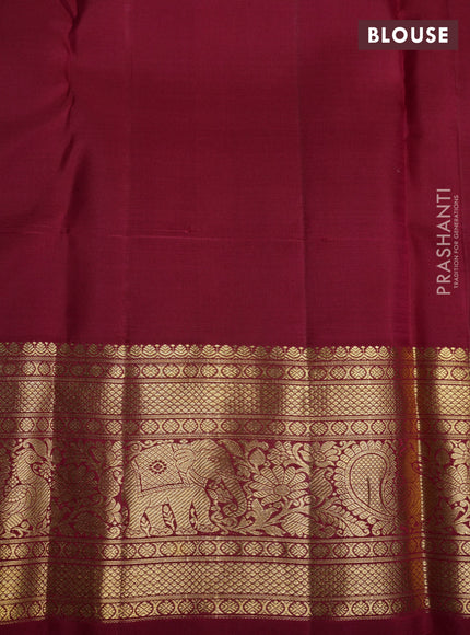 Pure kanchipuram silk saree maroon with allover zari checks & buttas and zari woven border