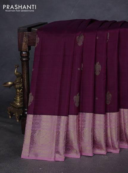 Pure kanchipuram silk saree dark magenta pink and light pink with zari woven buttas and zari woven border