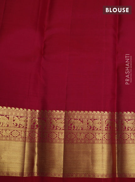 Pure kanchipuram silk saree dual shade of pink with allover zari checks & buttas and zari woven korvai border