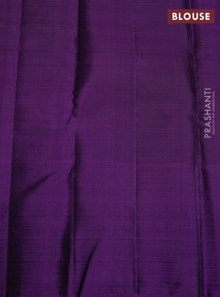 Pure kanchipuram silk saree pastel blue and purple with allover zari checks & buttas and zari woven butta border