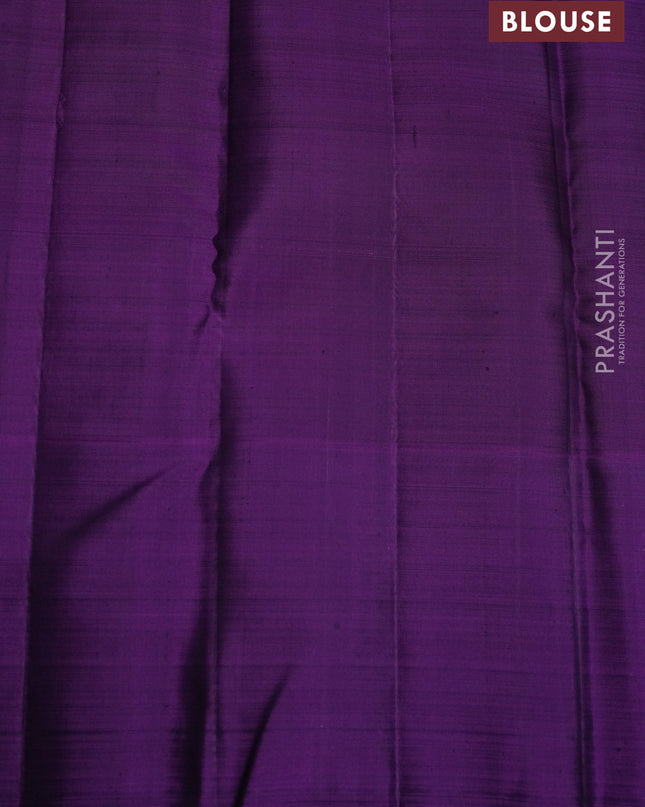 Pure kanchipuram silk saree pastel blue and purple with allover zari checks & buttas and zari woven butta border
