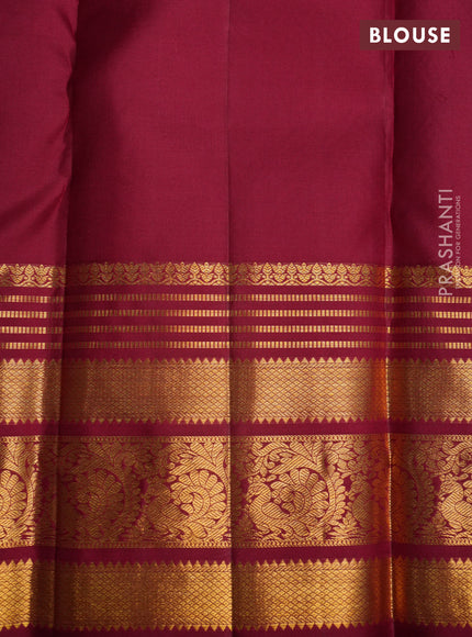 Pure kanchipuram silk saree light pink and red with allover zari woven brocade weaves and zari woven border