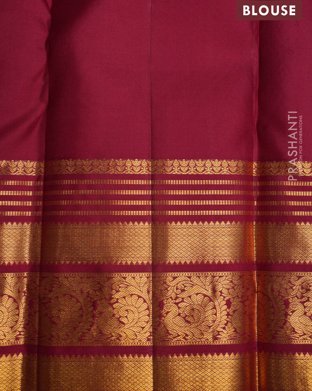 Pure kanchipuram silk saree light pink and red with allover zari woven brocade weaves and zari woven border