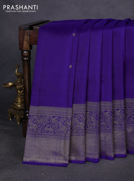 Pure kanchipuram silk saree blue with zari woven buttas and woven borrder