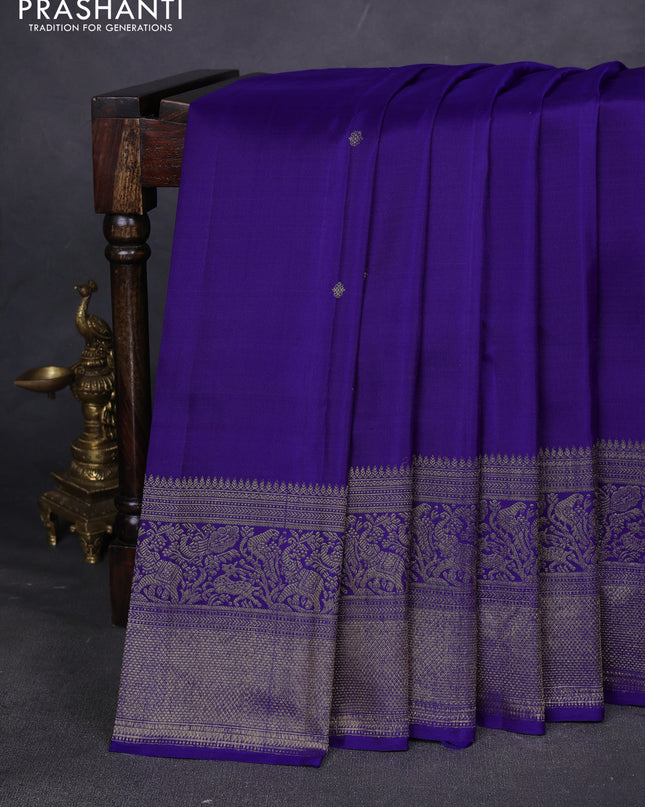 Pure kanchipuram silk saree blue with zari woven buttas and woven borrder