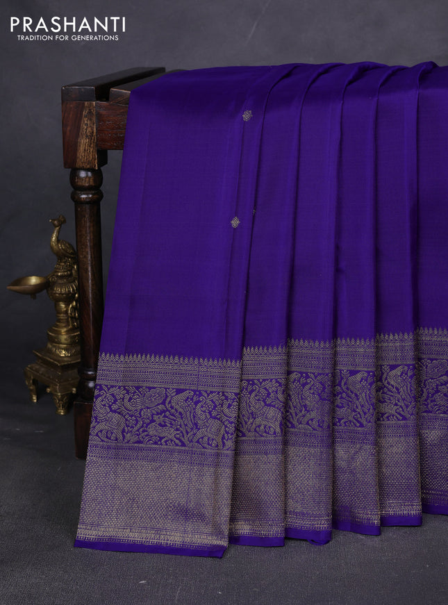 Pure kanchipuram silk saree blue with zari woven buttas and woven borrder