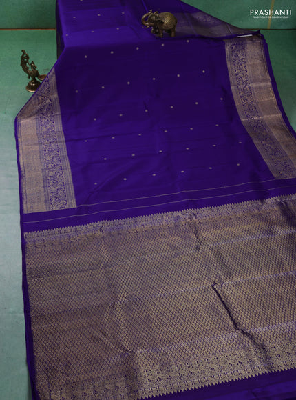 Pure kanchipuram silk saree blue with zari woven buttas and woven borrder