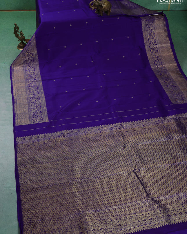 Pure kanchipuram silk saree blue with zari woven buttas and woven borrder