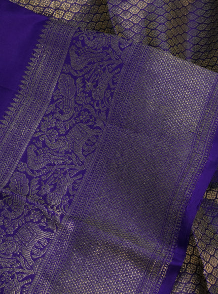 Pure kanchipuram silk saree blue with zari woven buttas and woven borrder