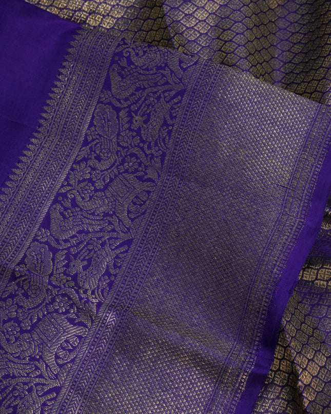 Pure kanchipuram silk saree blue with zari woven buttas and woven borrder