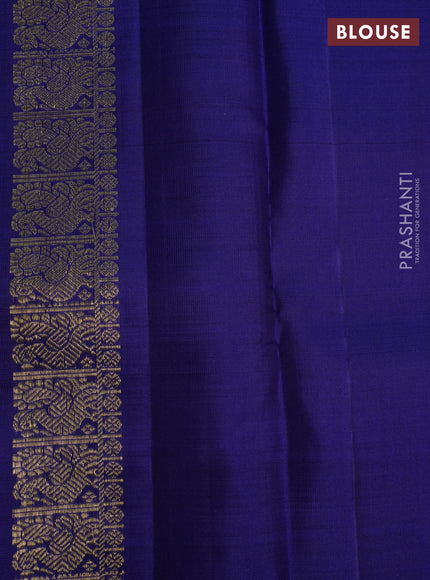 Pure kanchipuram silk saree blue with zari woven buttas and woven borrder