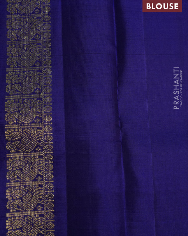 Pure kanchipuram silk saree blue with zari woven buttas and woven borrder