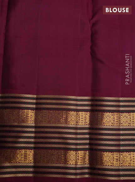 Pure kanchipuram silk saree multi colour and maroon with paalum pazham checks & buttas and woven borrder