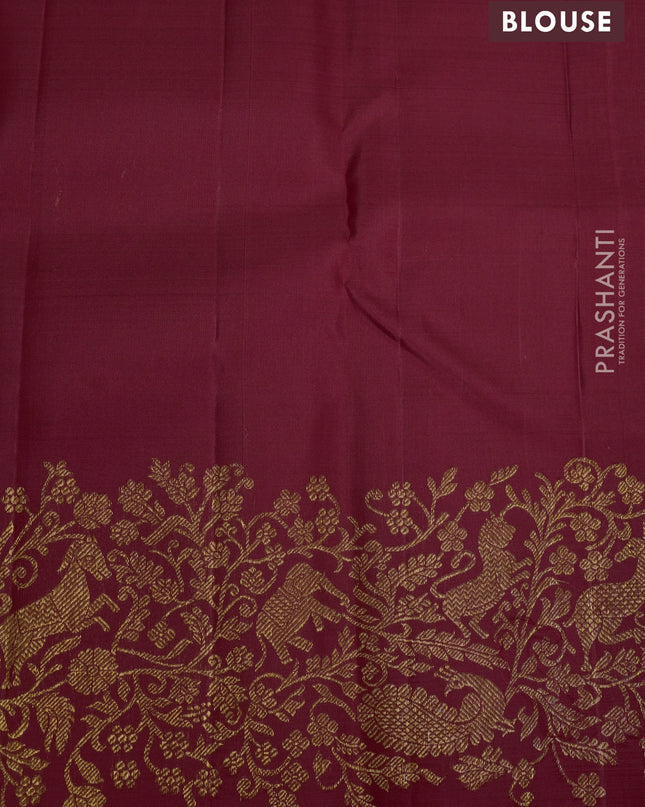 Pure kanchipuram silk saree red with plain body and rich zari woven border