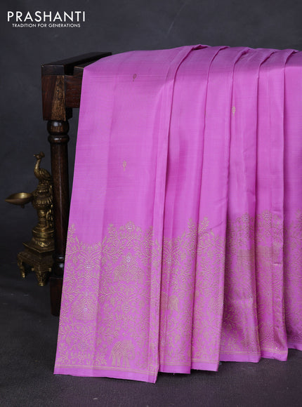 Pure kanchipuram silk saree light pink with zari woven buttas and rich zari woven border