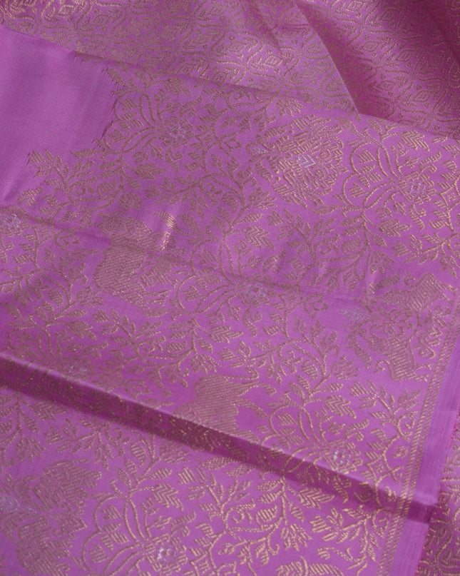 Pure kanchipuram silk saree light pink with zari woven buttas and rich zari woven border