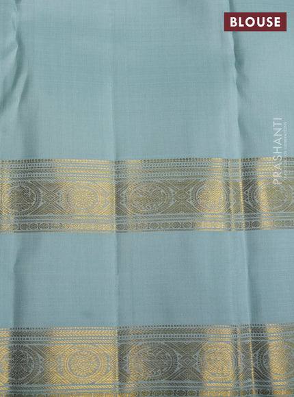 Pure kanchipuram silk saree pastel blue with zari woven buttas and rettapet zari woven border