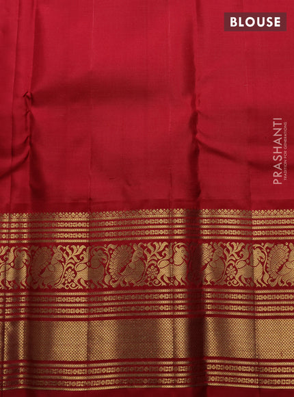Pure kanchipuram silk saree lavender and maroon with allover self emboss & zari buttas and long rich zari woven korvai border