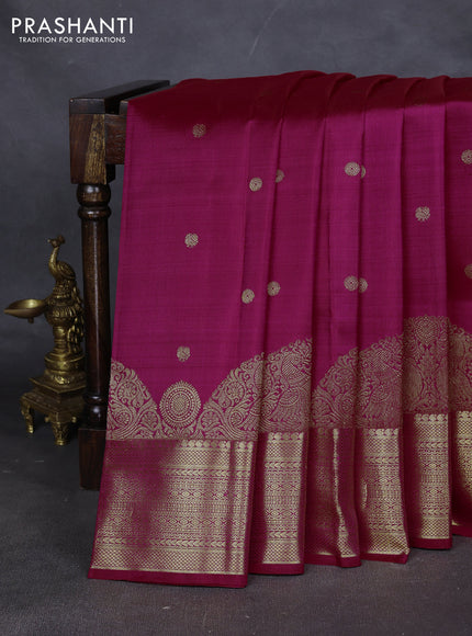 Pure kanchipuram silk saree pink with annam & rudhraksha zari woven buttas and long rich zari woven border