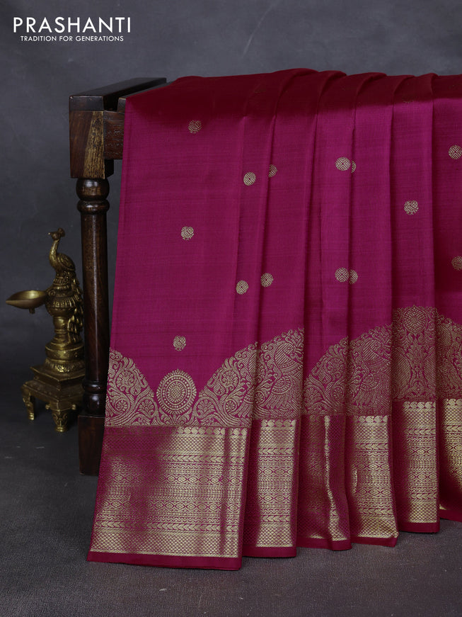 Pure kanchipuram silk saree pink with annam & rudhraksha zari woven buttas and long rich zari woven border
