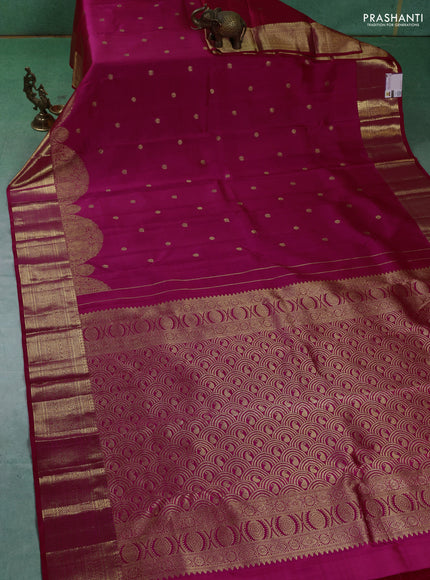 Pure kanchipuram silk saree pink with annam & rudhraksha zari woven buttas and long rich zari woven border