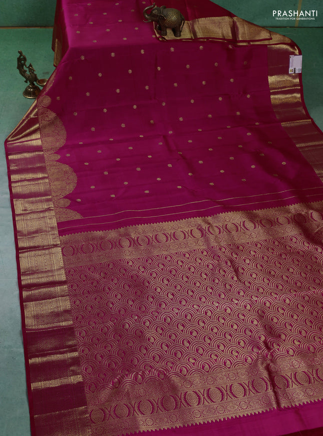 Pure kanchipuram silk saree pink with annam & rudhraksha zari woven buttas and long rich zari woven border