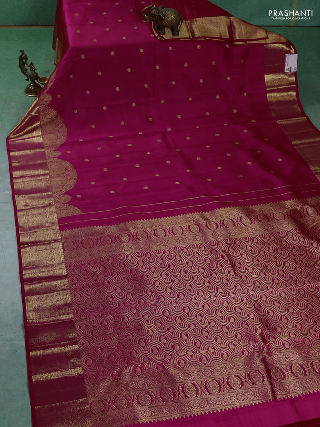 Pure kanchipuram silk saree pink with annam & rudhraksha zari woven buttas and long rich zari woven border