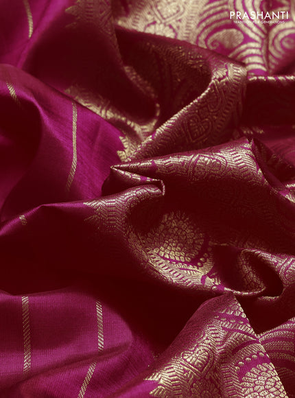 Pure kanchipuram silk saree pink with annam & rudhraksha zari woven buttas and long rich zari woven border