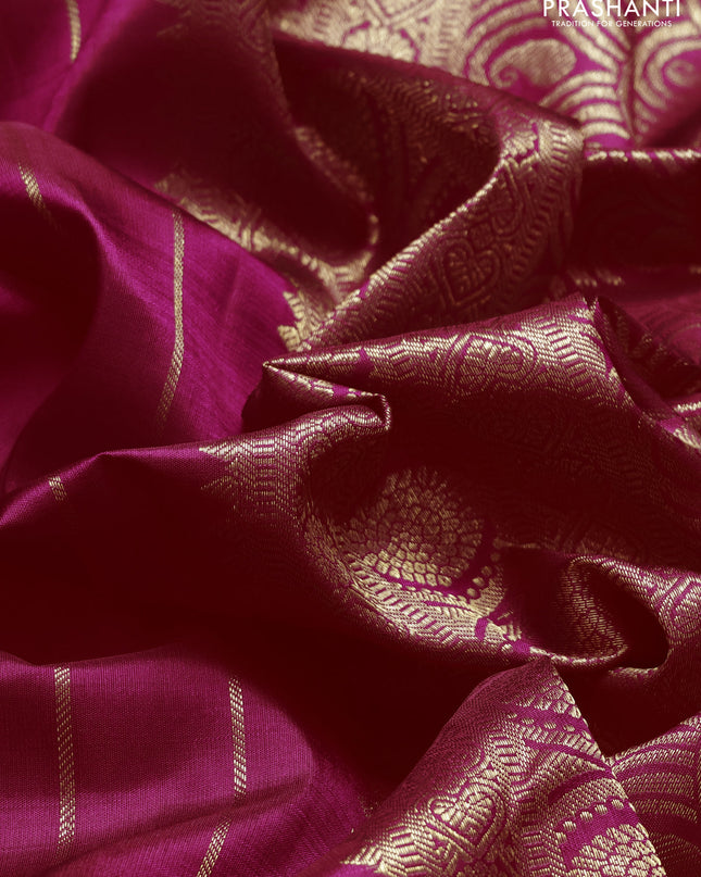 Pure kanchipuram silk saree pink with annam & rudhraksha zari woven buttas and long rich zari woven border